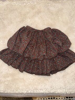 Girls Brown Floral Ruffle Tiered Skirt